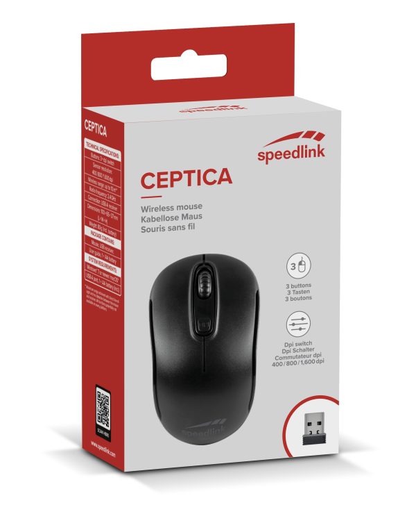 Miš SPEEDLINK Ceptica, bežični, 1600 DPI, crni - Slika 2