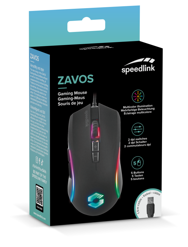 Miš SPEEDLINK Zavos, 6400 dpi, gumirani, crni - Slika 2