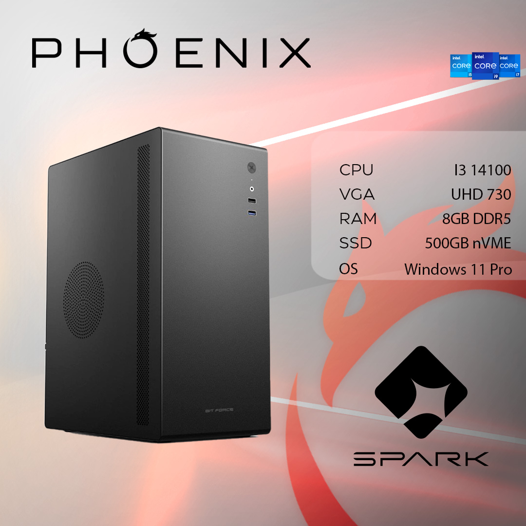 Računalo Phoenix SPARK X-105 Intel i3 14100/8GB DDR5/NVME SSD 500GB/500W/Windows 11 PRO