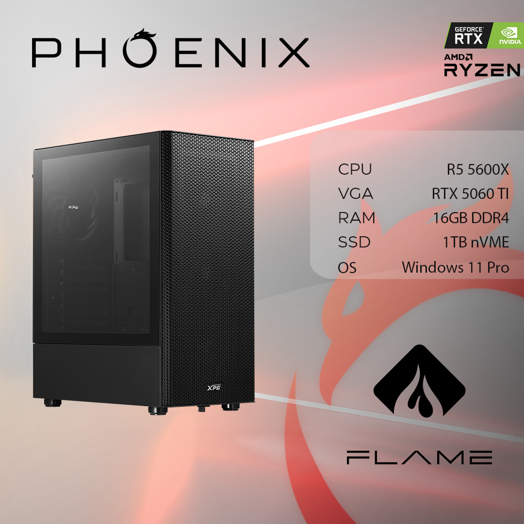 80912-2488_cjenik Računalo Phoenix FLAME X-511 AMD Ryzen 5 5600X/16GB DDR4/NVME SSD 1TB/RTX 5060 TI 8GB/600W 80+/Windows 11 PRO - Slika 1