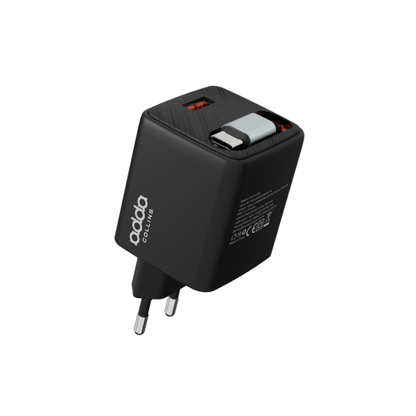 Zidni punjač Adda Collins CH-011-BK,Type C ulaz, s integriranom Type C kabelom,30W, GaN, crni - Slika 2