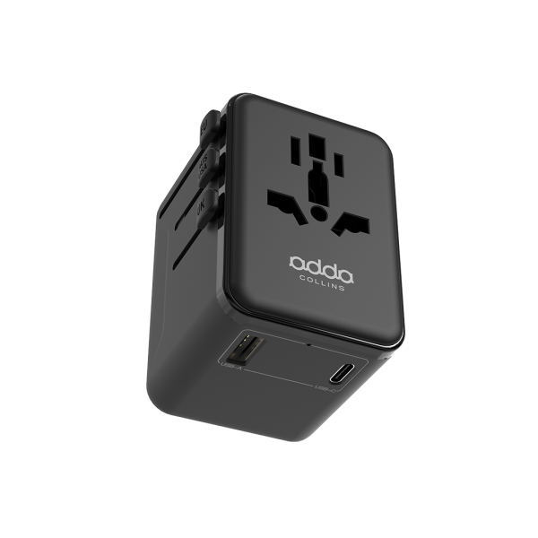 Putni adapter Adda Collins WTA-001-BK, USB-A + Type C utor, US,EU,UK,AUS, - Slika 2