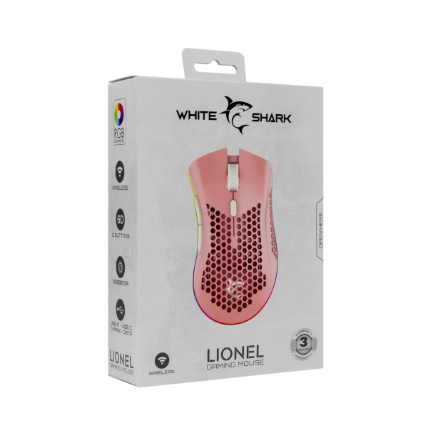 White Shark MIŠ WGM-5012 LIONEL / 10.000 DPI - Pink / Wireless - Slika 8