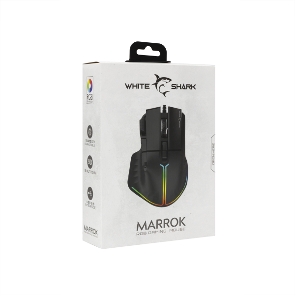 White Shark MIŠ GM-9006 MARROK Crni RGB / 12.000 dpi - Slika 6