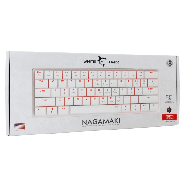 White Shark TIPKOVNICA GK-006211 NAGAMAKI Bijela-Mehanicka-RED.SW - Slika 9