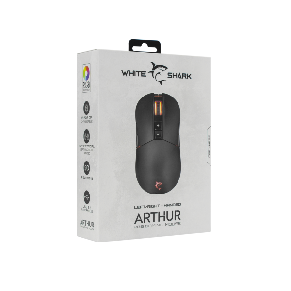 White Shark MIŠ GM-9005 ARTHUR Crni RGB / 10.000 dpi - Slika 8