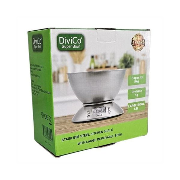 Kuhinjska vaga s inox posudom Super bowl  DiviCo - Slika 2