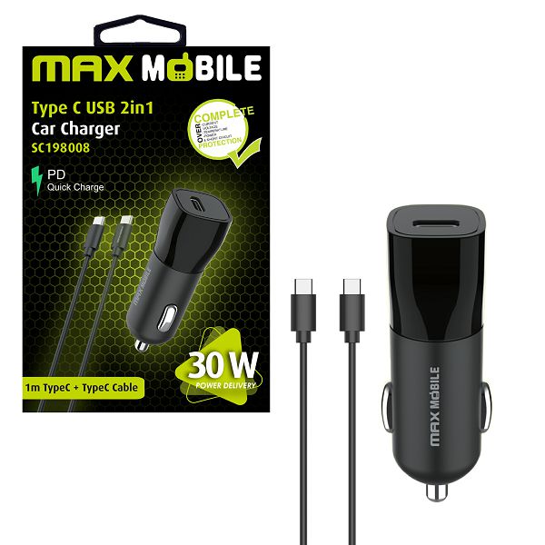 Maxmobile auto adapter pd qc 30 type c sc 198008type c kabel 88332 1002070034