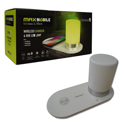 MAXMOBILE BEŽIČNI PUNJAČ/RGB LED SVJETILJKA S2 QC QUICK CHARGE 10W bijeli