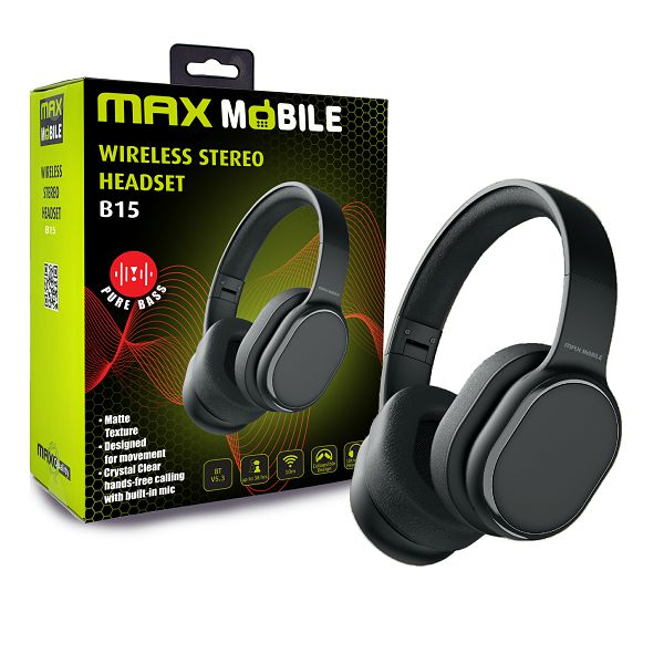 MAXMOBILE SLUŠALICE BLUETOOTH B15 HEADSET stereo Black