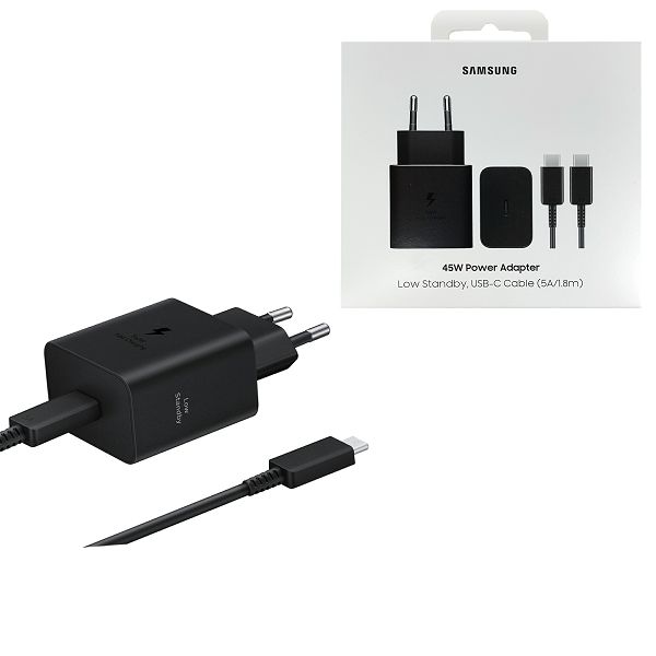 SAMSUNG KUĆNI PUNJAČ EP-T4511XBE,45W,Type C kabel 1.8m, crni