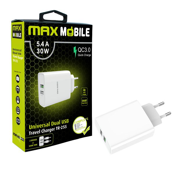 Maxmobile kucni adapter qc 30 quick charge dual usb tr 255 5 45727 1002080032