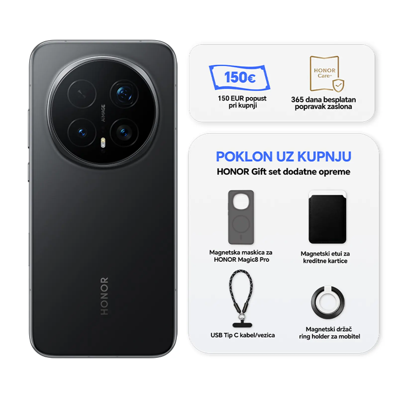 Honor magic8 pro 12gb 512gb black poklon uz prijavu